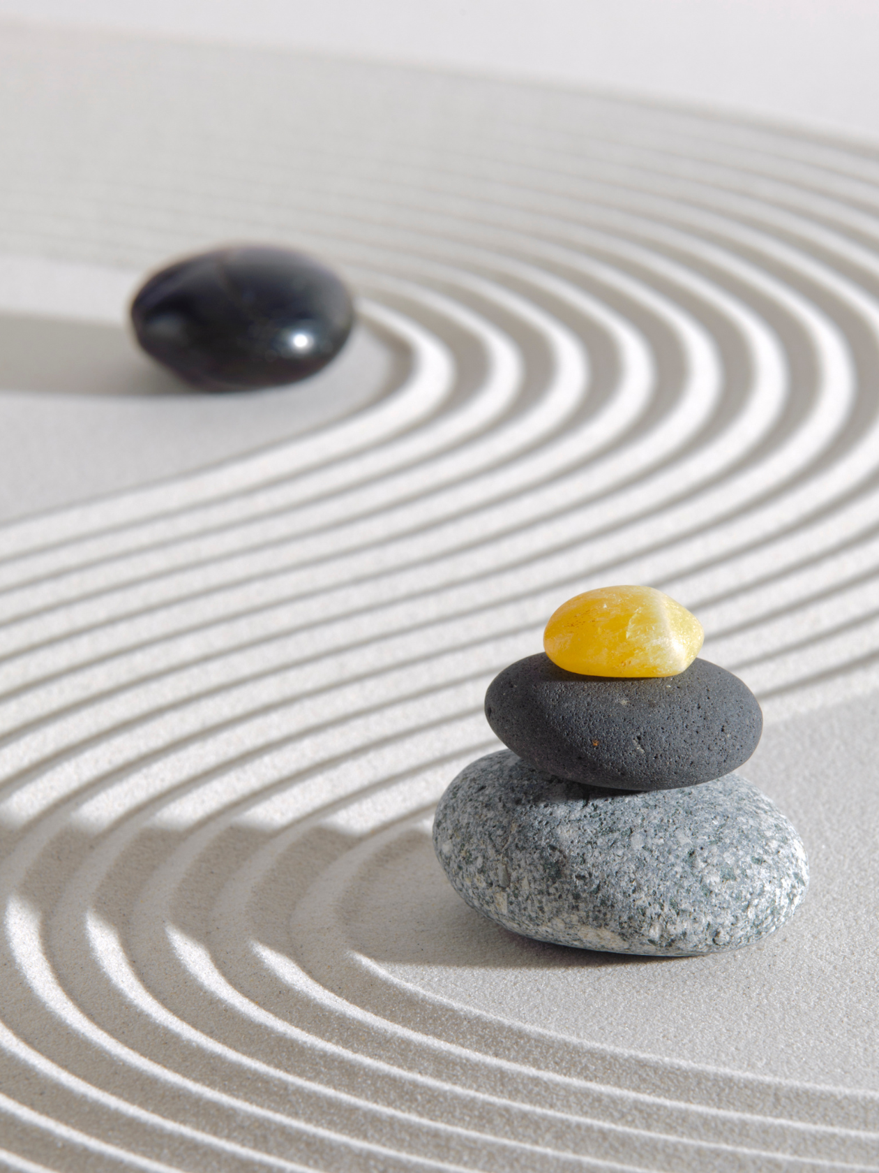 整った心と静けさを象徴する枯山水の庭園（A serene Karesansui garden reflecting clarity and inner calm）